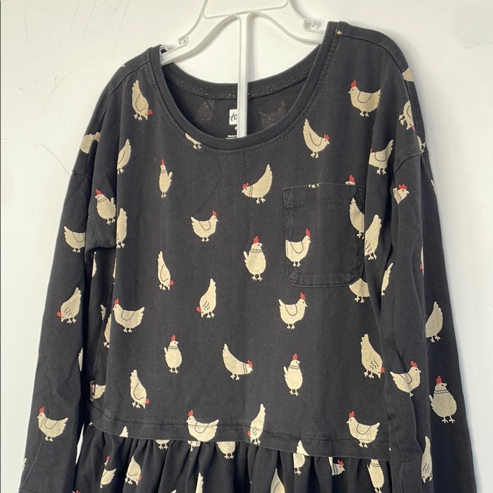 Tea Collection Black and Cream Chicken Casual Long Sleeve Sweater Dress Size 8